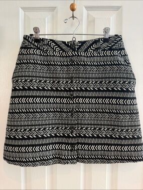 Maeve Black and White Graphic Print Skirt